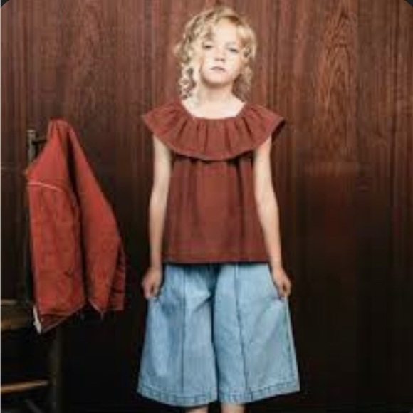 Rust Sleeveless Ruffle Top - Picture 2 of 3